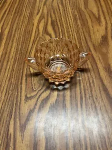 Vintage Pink Cubist Design Depression Glass Open Sugar Bowl Double Handle - Picture 1 of 5