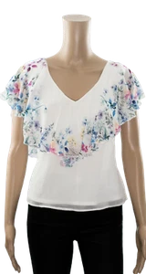 Top floral forrado transparente manga ángel con volantes exL1psy - Imagen 1 de 11