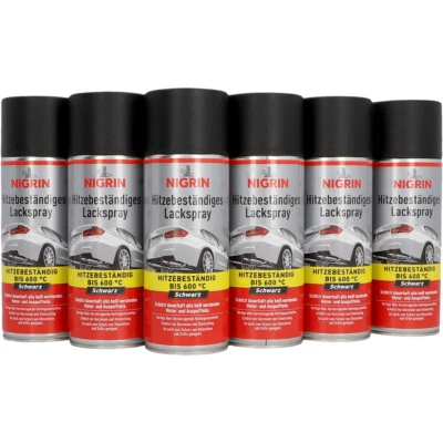 Lack-Spray hitzebeständig Schwarz NIGRIN Lackspray Autolack Dose matt 6x 400ml - Bild 1 von 4