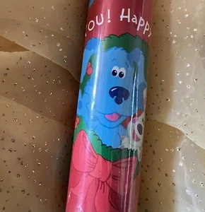 Blue's Clues HOLIDAY Wrapping Paper Roll Gift Wrap. Blue, Polka Dots. - Picture 1 of 4