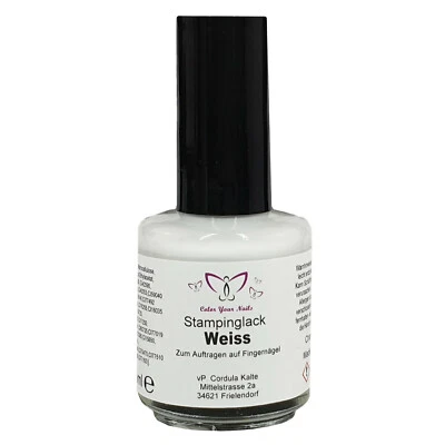 Stampinglack WEISS  5ml Nagellack,  Stempellack, Stempel Nagellack Pinselflasche - Bild 1 von 4