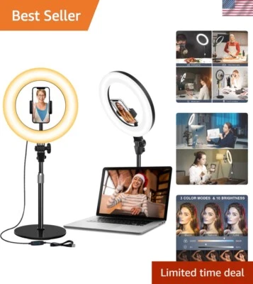 Eye-Friendly USB-Powered Ring Light with Stand for Streaming & Zoom Meetings - Image 1 of 4
