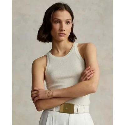 NUEVO CON ETIQUETAS|Camiseta sin mangas Polo Ralph Lauren 100 % cachemir elegante crema, XL Foto 1 de 4