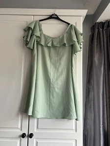 Asos Cold Shoulder Dress Plus Size 24 Mint Green Long Sleeves Lightweight Vgc - Picture 1 of 5