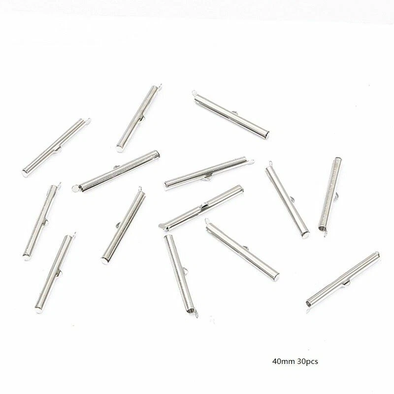 Crimp End Beads 10-40mm Slide On Clasp Tubes Jewelry Making Findings 30/40/50pcs - Imagem 1 de 4