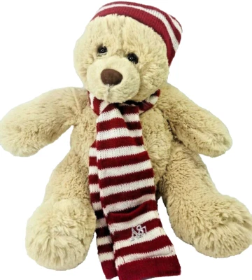 Aeropostale Beige Navidad Oso de Peluche Peluche 10" Rojo Blanco Gorra Bufanda A87 Foto 1 de 4