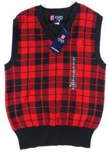 Chaps Vest Boys Small 8 Red Plaid Holiday Cotton NWT $40 - Picture 1 of 4