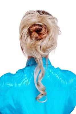 WIG ME UP Haarteil Scrunchy Haarrose Steckkamm voluminös lockig Aschblond YZF-3072HT-24