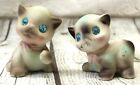 2 Napco Kittens Cat Figurines Made In JAPAN 1950s VINTAGE 3" With Jewel Eyes
