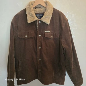 U.S. Polo Assn. Mens Brown Corduroy Sherpa Collar Jacket XL Snap Front - Picture 1 of 10