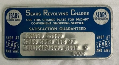 Tarjeta de carga giratoria Sears Roebuck & Company 1952 vintage de aluminio. . Foto 1 de 2