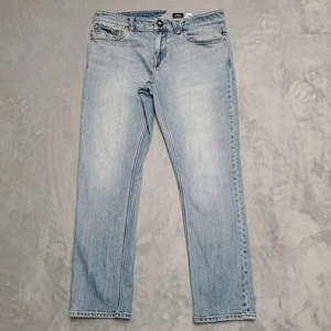 Volcom Jeans Mens 33 Faded Blue Denim Slim Straight Vorta Casual Retro Skate - Picture 1 of 11