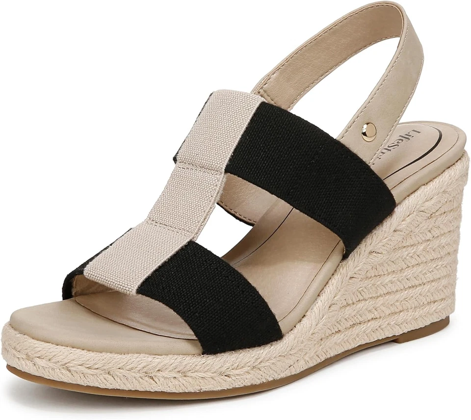 LifeStride Women's Tallulah Espadrille Wedge Sandal Black/Natural 11W - Image 1 of 4