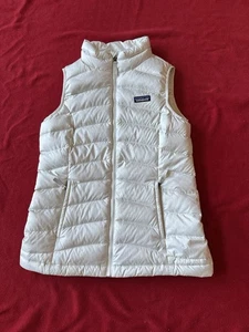 Patagonia Down Sweater Vest Girls Youth XL 14 White  Full Zip Puffer Jacket - Picture 1 of 9