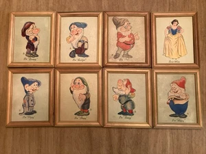Conjunto de marcos originales de cuadros enmarcados de Blancanieves y 7 enanos de Disney de colección de 1930 - Imagen 1 de 17