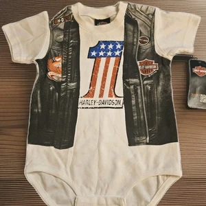 Harley-Davidson Infant Baby Bodysuit 18/24M Baby Biker Costume Stars Stripe Vest - Picture 1 of 10