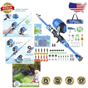 All-in-One Portable Fishing Kit for Kids - Telescopic Rod & Reel Combo Included - Picture 1 of 9