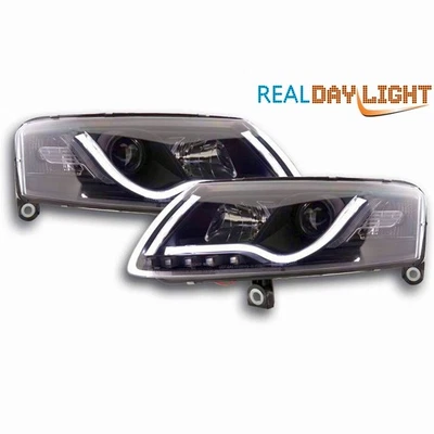 LED Light Tube Tagfahrlicht Scheinwerfer in schwarz für Audi A6 C6 4F 04.2004-20 - Bild 1 von 4