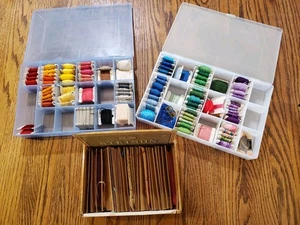 Embroidery Thread With Containers And Old Cigar Box - Picture 1 of 2