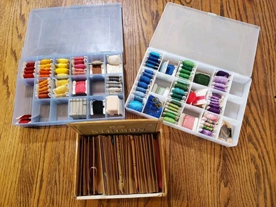 Embroidery Thread With Containers And Old Cigar Box - Image 1 of 2