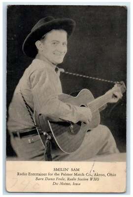 C1910 Smilin Sam Radio Entertainer Para The Palmer Match Co. Akron OH Postal Foto 1 de 2