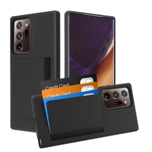 For Samsung Galaxy Note 20 Ultra (6.9") - Black Hybrid Credit Card Pocket Case - Picture 1 of 6