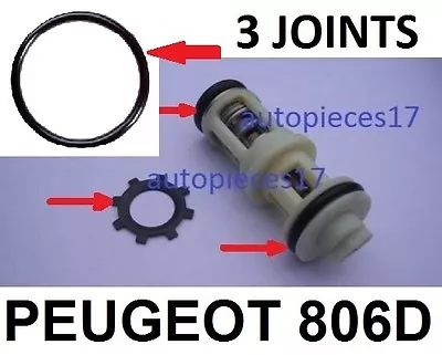 KIT 3 JOINTS + CLIPS  REPARATION PANNE SUPPORT FILTRE GASOIL PEUGEOT 806 DIESEL - Image 1 of 2
