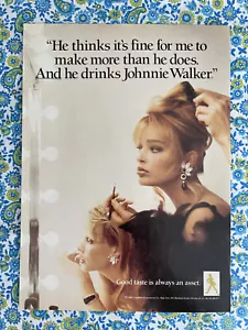Vintage 1988 Johnnie Walker Scotch Print Ad Backstage Hair Make-Up - Picture 1 of 7