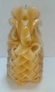 Shades of Cream Unique handmade gift candle Hand Carved candles 11 inch MCM - Picture 1 of 12