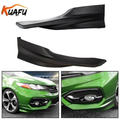For Honda Civic 2Dr/Coupe 2014-2015 HFP Style Black Front Bumper Spoiler Lip 2Pc - Image 1 of 4