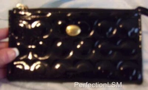 Nueva con etiquetas Coach 50450 Peyton OP ART Cuero con cremallera en relieve patente en negro!¡! - Imagen 1 de 7