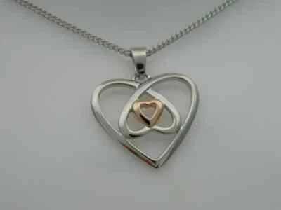 Welsh Clogau Sterling Silver & 9ct Rose Gold Celtic Heart Pendant - image 1 of 4
