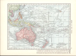 1908 Antique Map * Oceania Australia New Zealand Hawaii Philippines Indonesia - Imagen 1 de 1