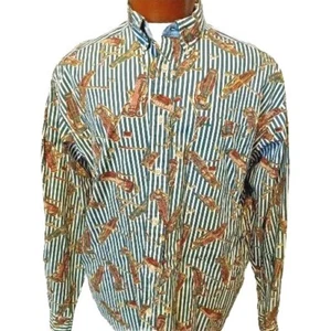 Tommy Hilfiger Vintage 90s Y2K Striped Green Golf Allover Print Collar Shirt XL - Picture 1 of 8