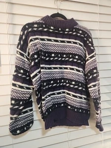 VINTAGE Concrete Mix Sweater Mens M Purple Black Geometric - Picture 1 of 15