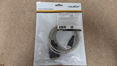 Rocstor 5ft 1 Port USB to Null Modem RS232 DB9 Serial DCE PN: Y10c225-B1 - Image 1 of 3