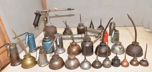 30 old vintage antique oil can oiler USA collectible machine lubrication tools - Picture 1 of 12