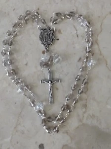 Handmade Lourdes Gray Teardrop Glass Rosary - Picture 1 of 5
