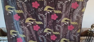 Harlequin Silk Fabric "Nadina" Brown with Green Cream Red Flowers 142x780cm - Picture 1 of 5