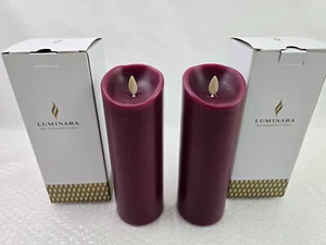 Juego de 2 Velas Luminara Efecto Llama Real 3"x8.5" Rojo Borgoña - Imagen 1 de 8
