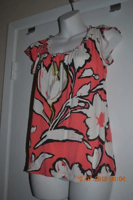 daisy fuentes small pink floral cap sleeve knit top - Image 1 of 4