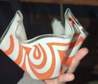 Handkerchief Vase Orange Vintage Chance Brothers  ‘Psychedelic’