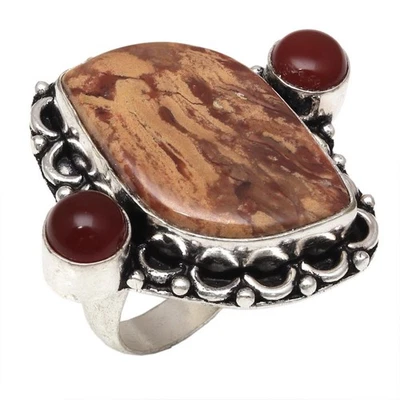 Palo Ágata Piedras Preciosas Hechas a Mano Joyería de Plata "8" Foto 1 de 4