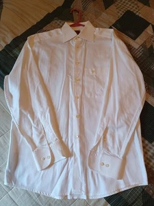 Eton Dress Shirt Mens 39 15.5 White Long Sleeve Textured Jacquard Pocket - Picture 1 of 6