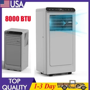 8000BTU Portable Air Conditioner Gray 3-In-1 Dehumidifier Cooling Fan w/Remote - Picture 1 of 8