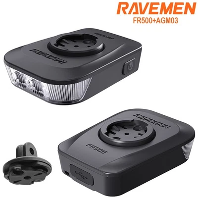 RAVEMEN FR500 Für Garmin Wahoo Fahrrad GPS Tag Nacht Licht Gropo AGM03 Adapter - Bild 1 von 4