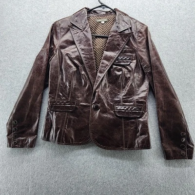 Blazer Louis Verdad Mujer Grande Chaqueta de Cuero Marrón Genuino Hecho en EE. UU. Forrado Foto 1 de 4