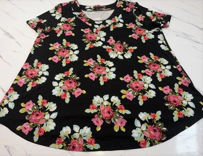 Blusa floral para mujer Folunsi manga corta cuello en V talla 3X Foto 1 de 4