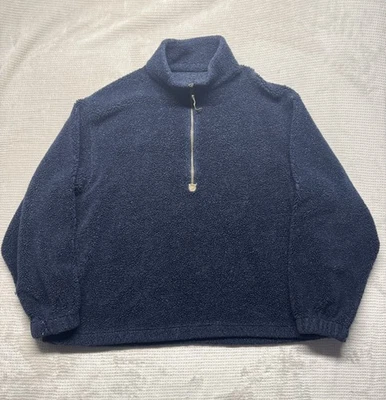 Pulôver de lã Pendleton Woolen Mills L azul Sherpa 1/4 zíper jaqueta vintage - Imagem 1 de 4