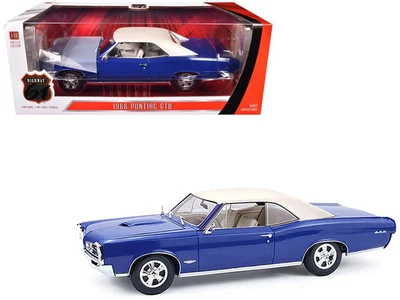 1966 Pontiac GTO Barrier Blue with White Top and Interior 1/18 Diecast Model Car - Image 1 of 4